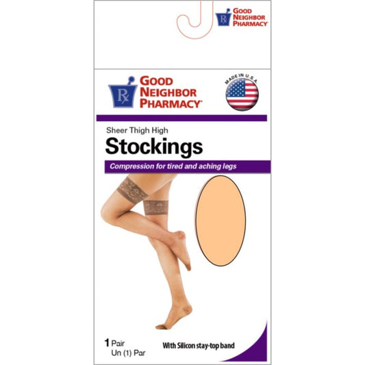 GNP Sheer Thigh High Lace Stockings 15-20 MMHG Beige