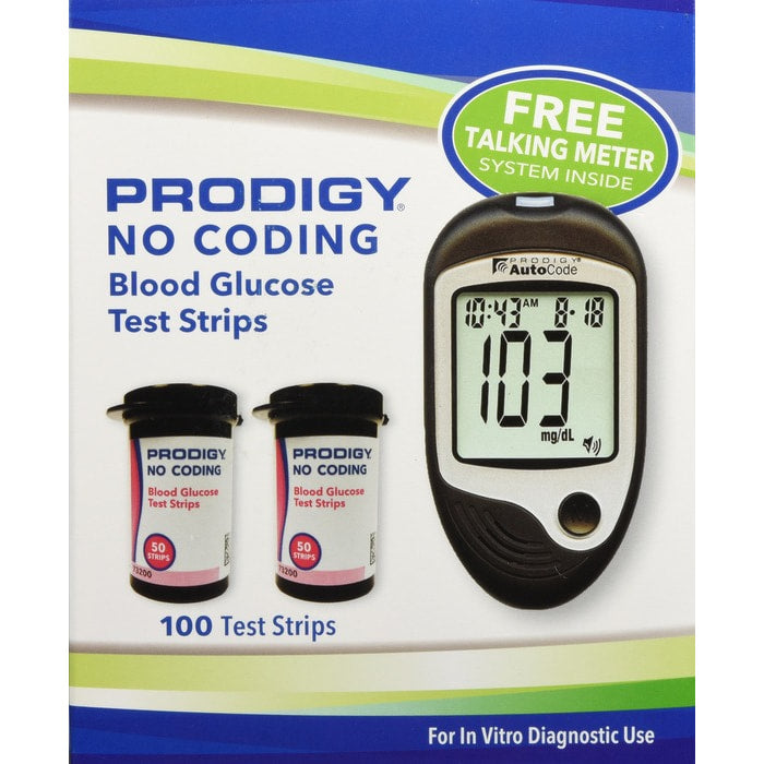Prodigy 100 No Coding Test Strips with Free Meter